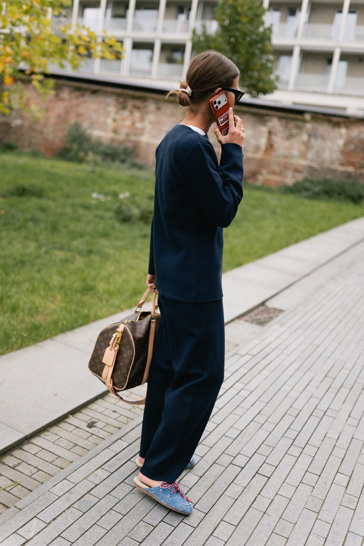 OBJLeylo MW barrel knit pant sky captain