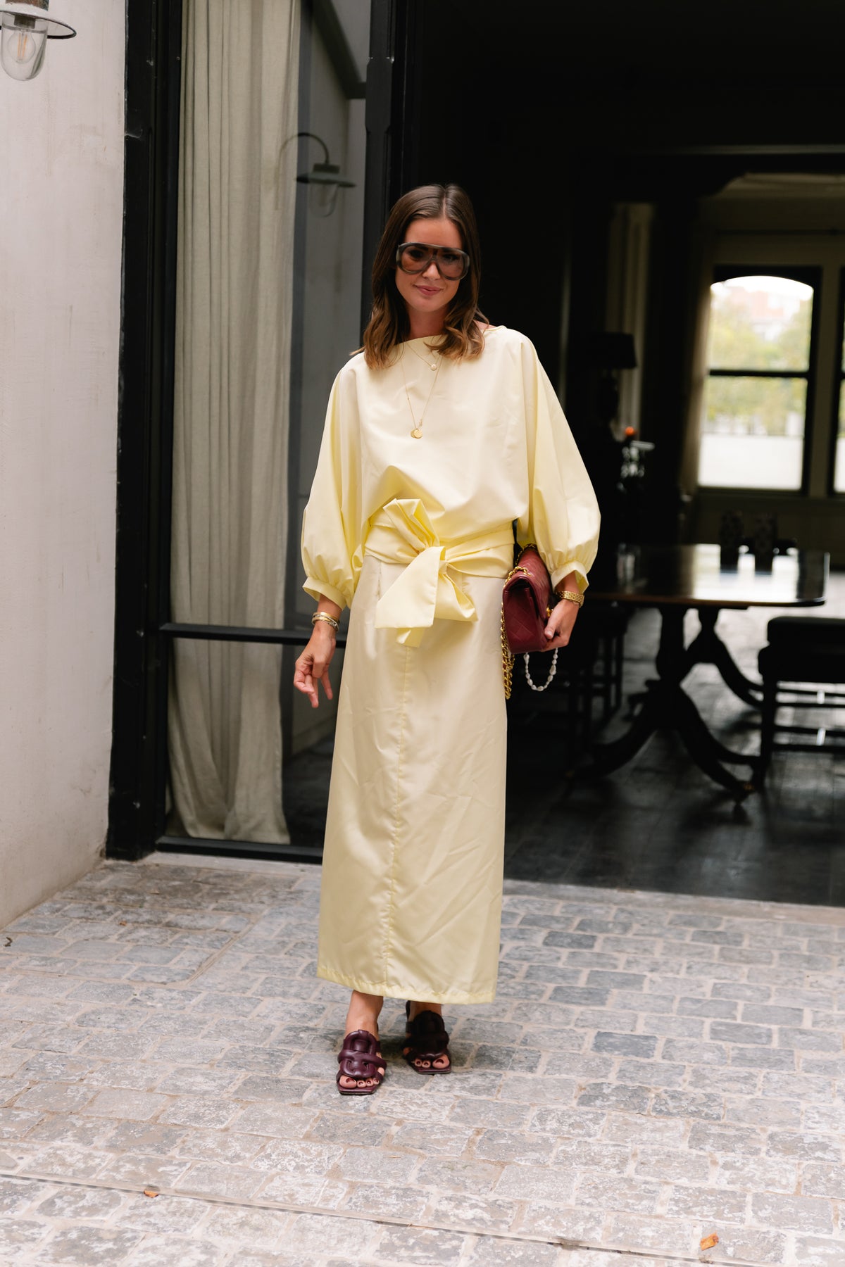 Sutton tied maxi skirt butter yellow