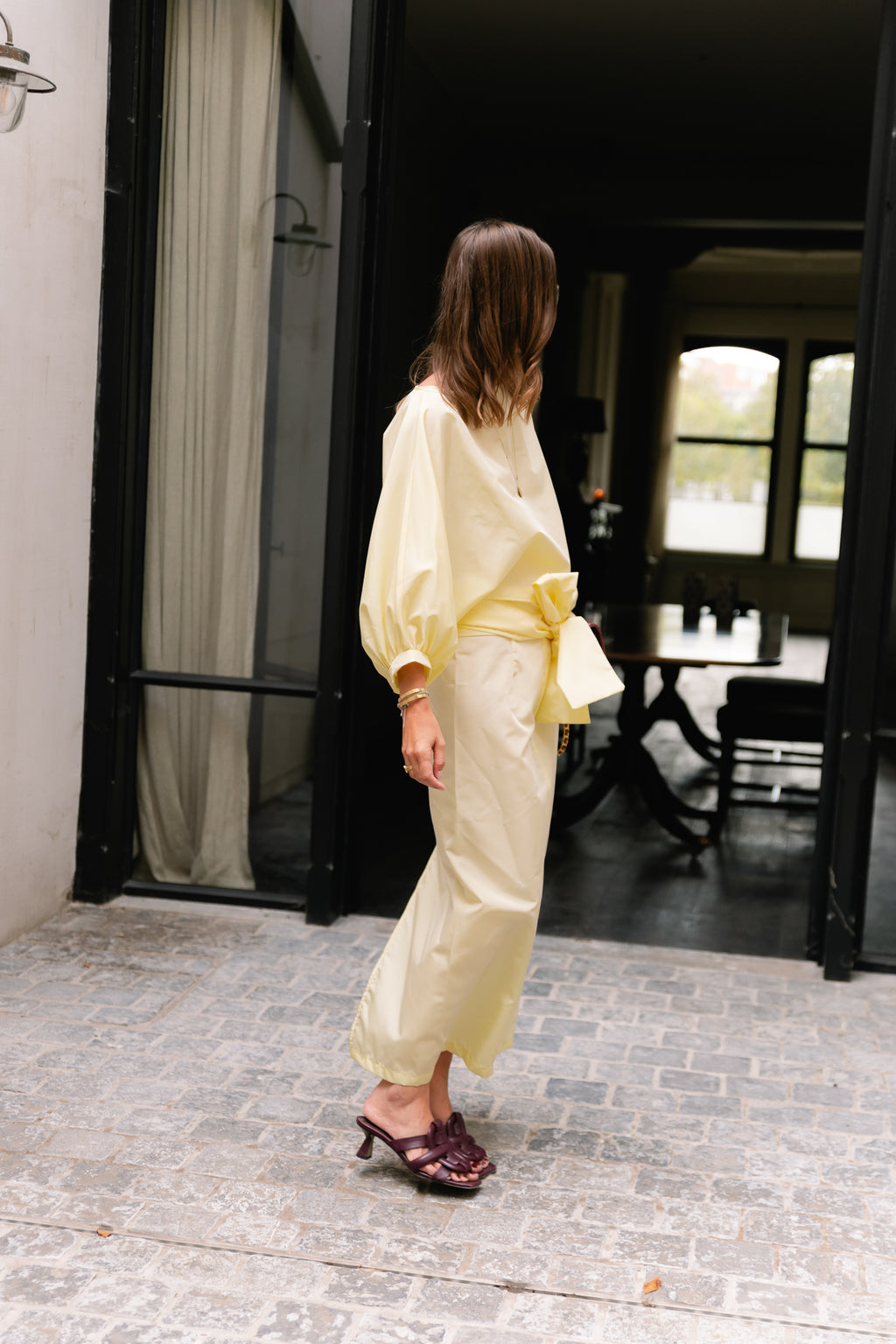 Sutton tied maxi skirt butter yellow