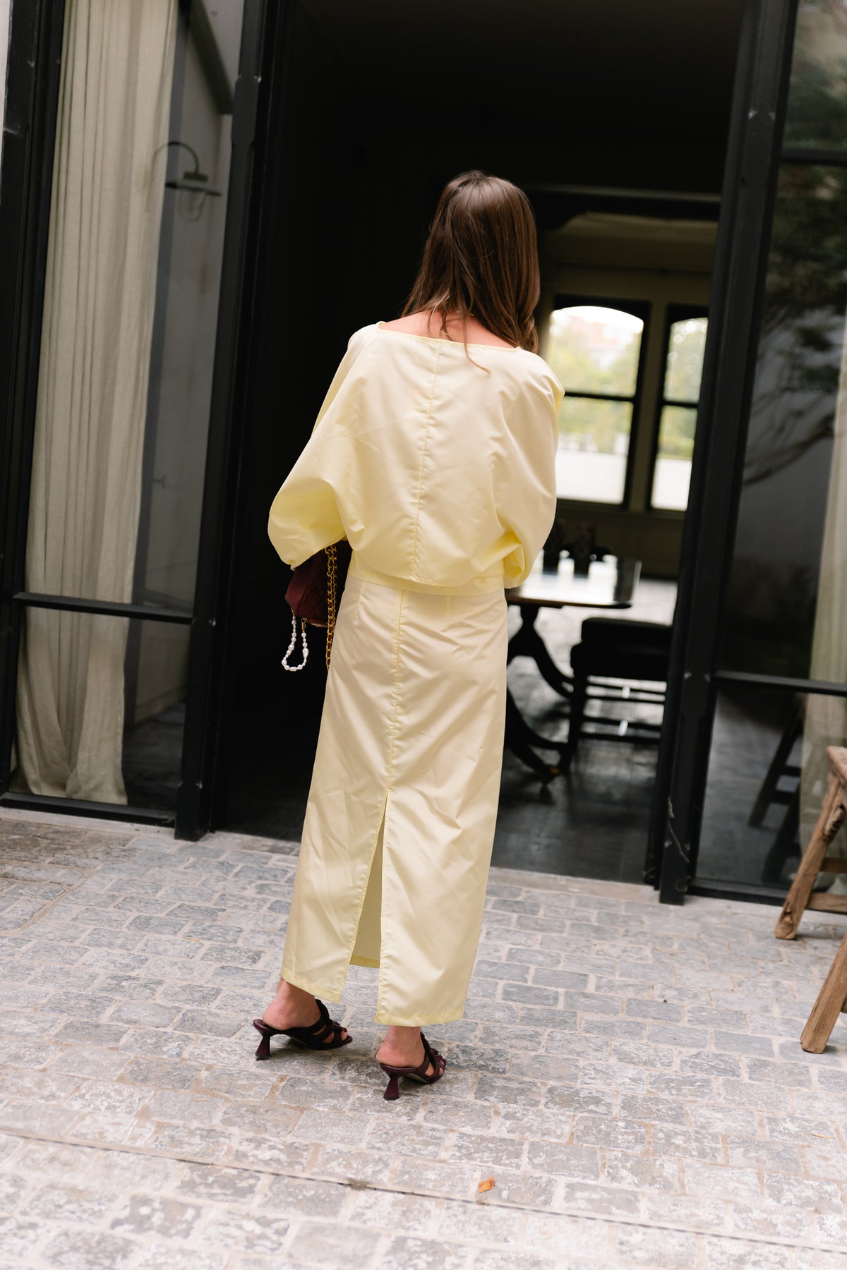 Sutton tied maxi skirt butter yellow