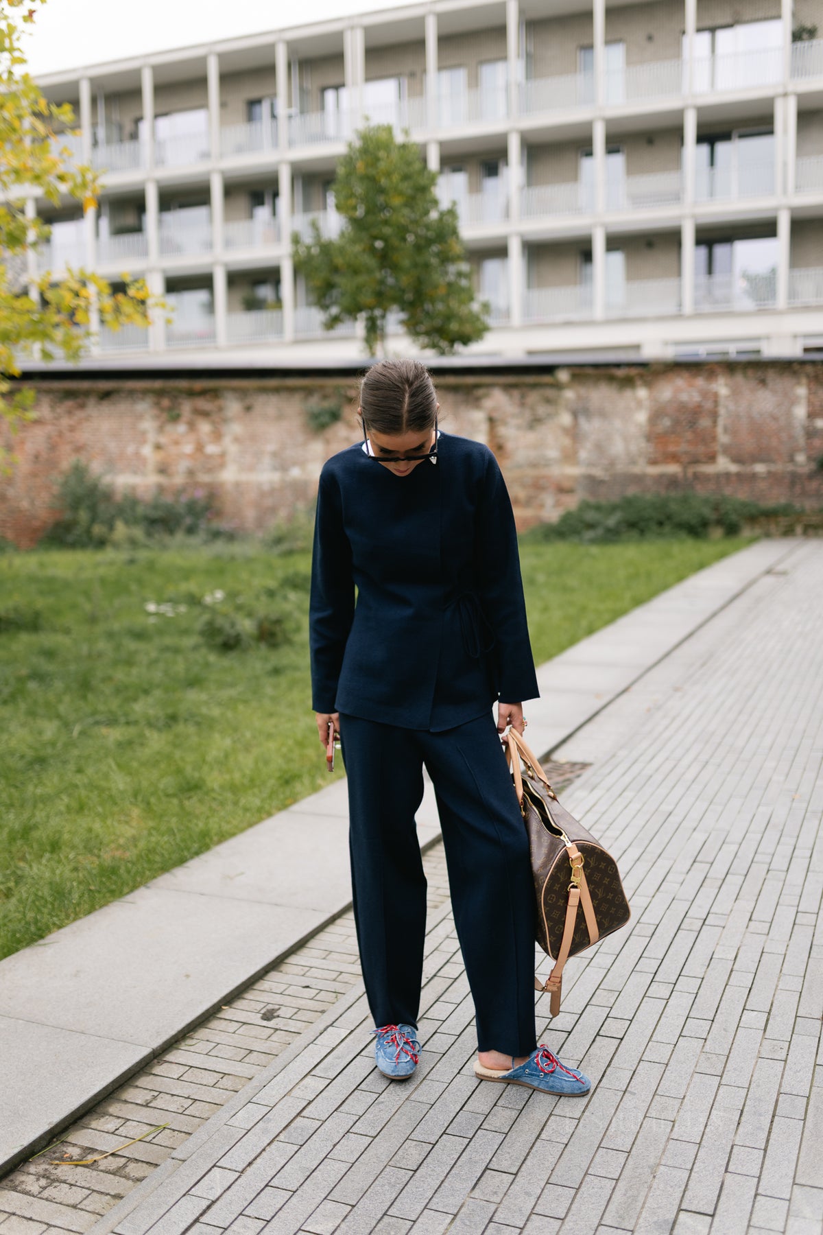 OBJLeylo MW barrel knit pant sky captain