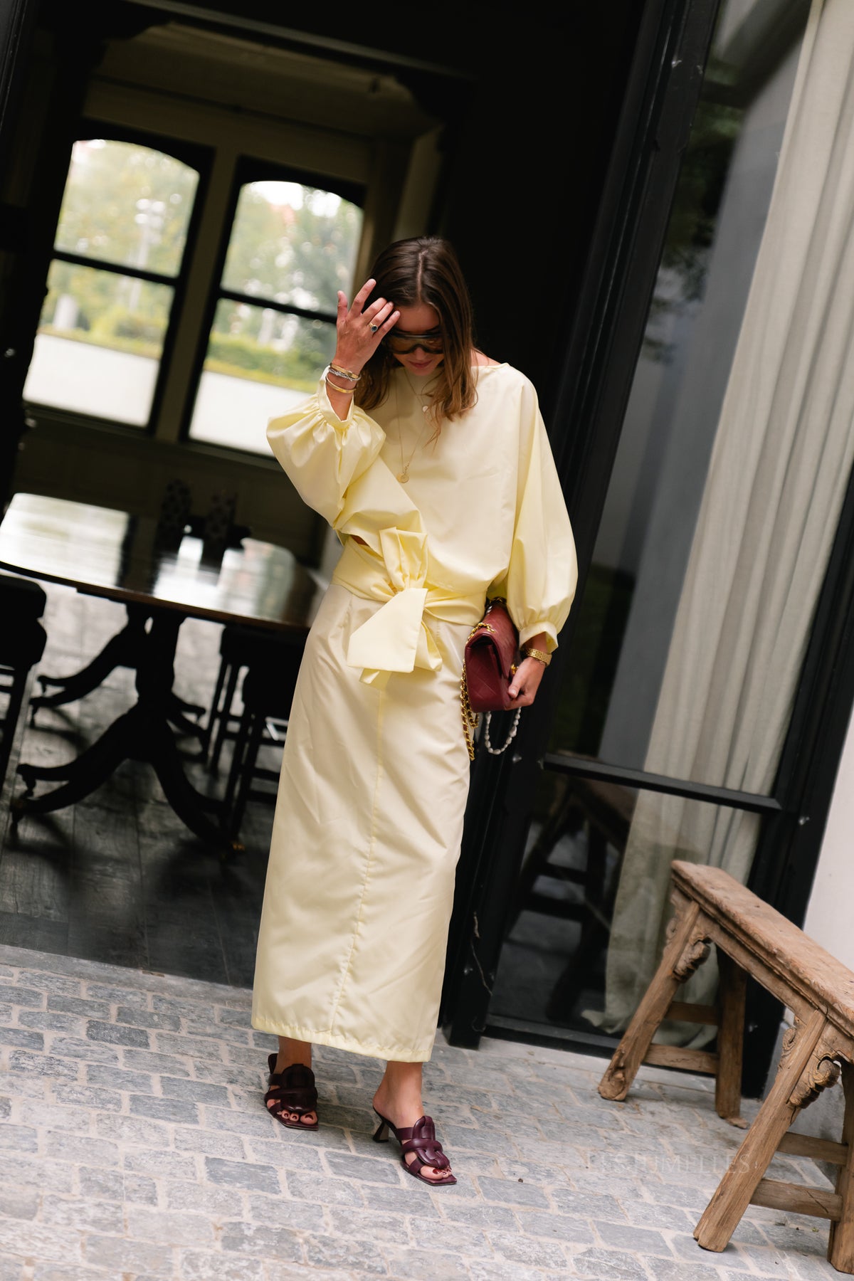 Sutton tied maxi skirt butter yellow