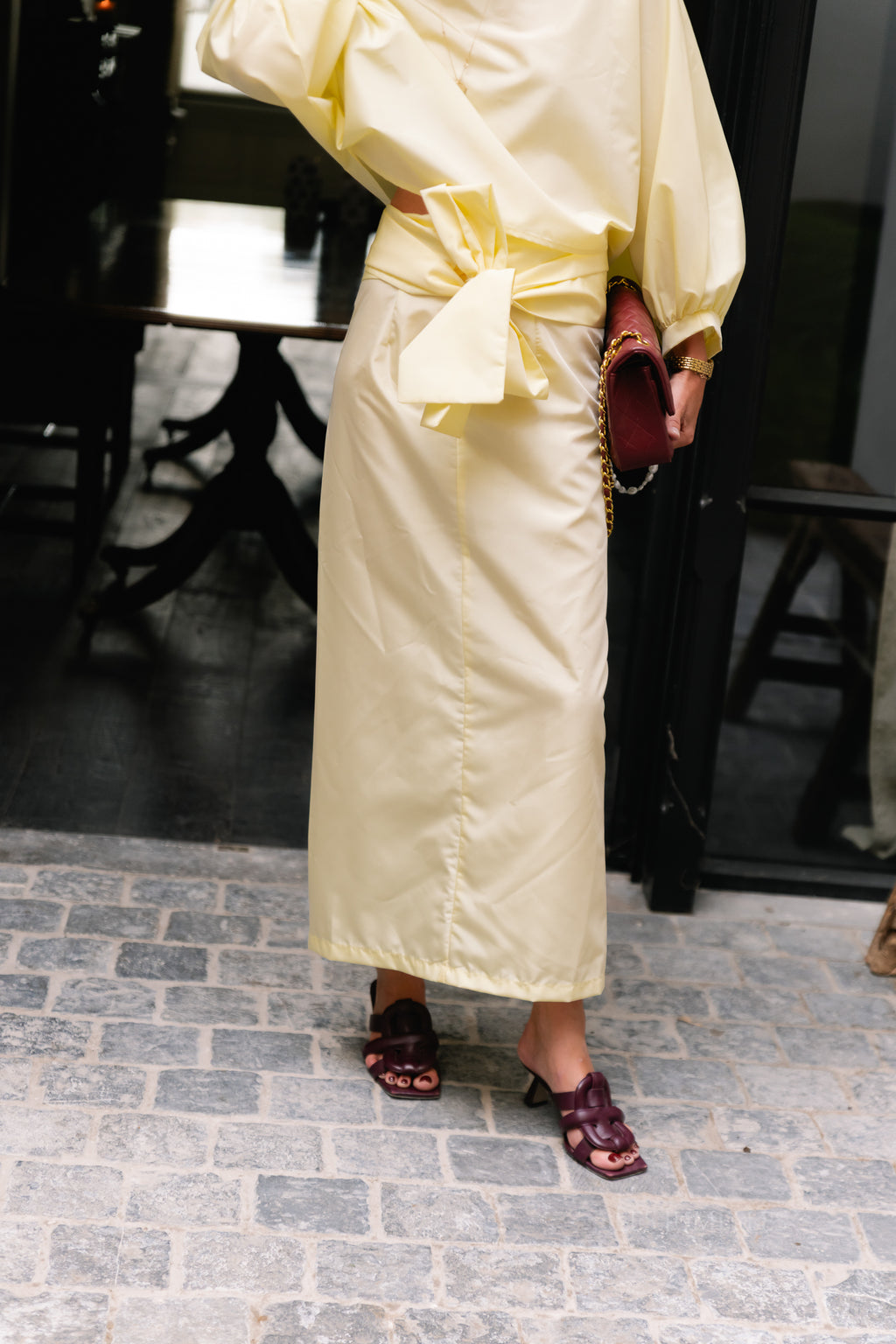 Sutton tied maxi skirt butter yellow