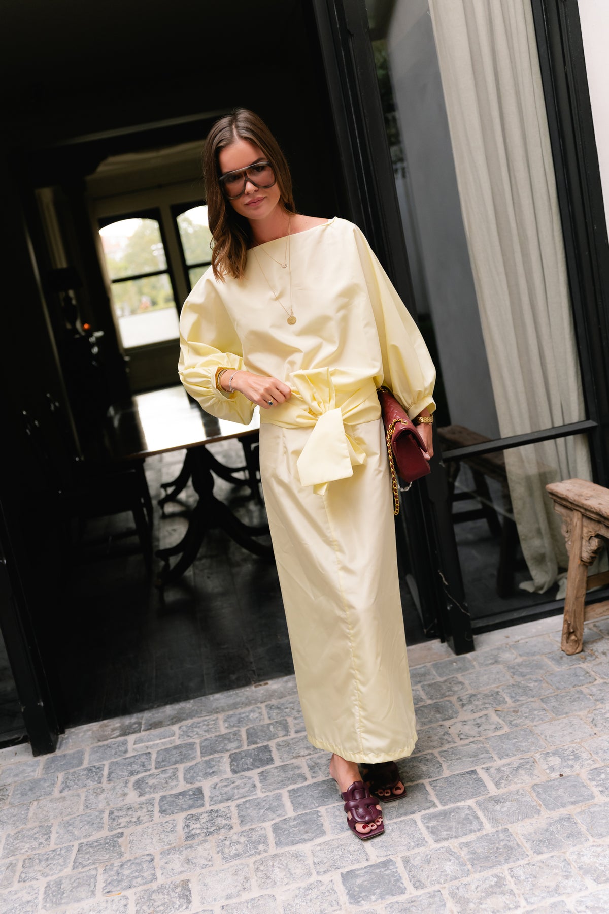 Sutton tied maxi skirt butter yellow