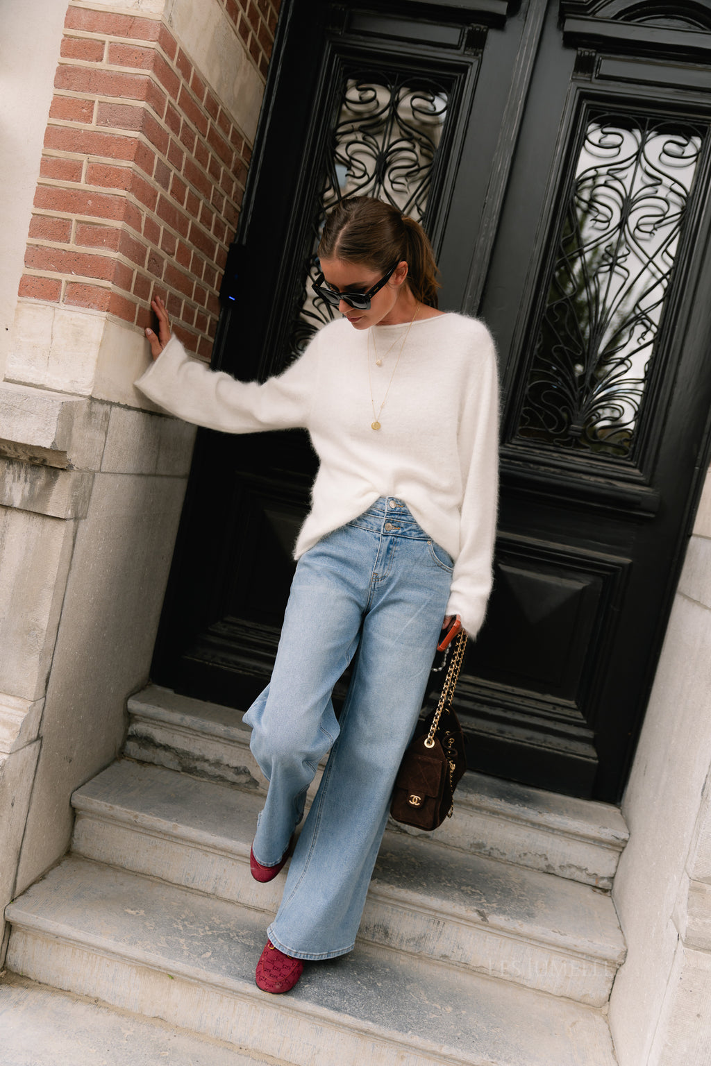 Cecile LS knitted jumper white