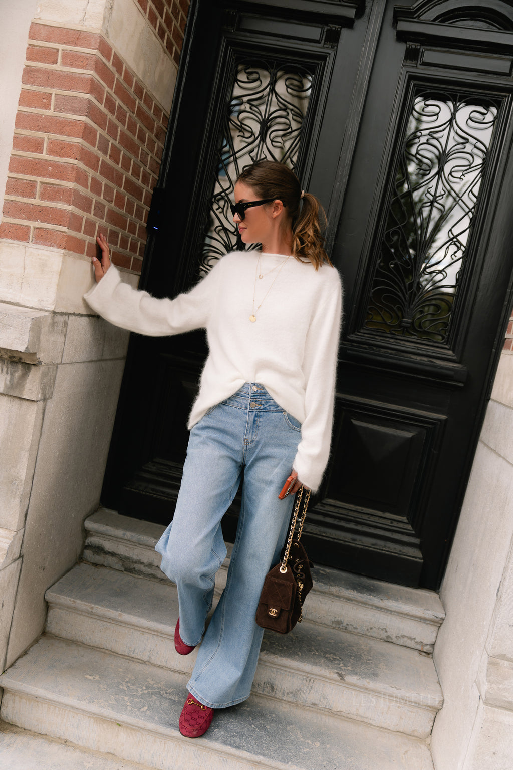 Cecile LS knitted jumper white