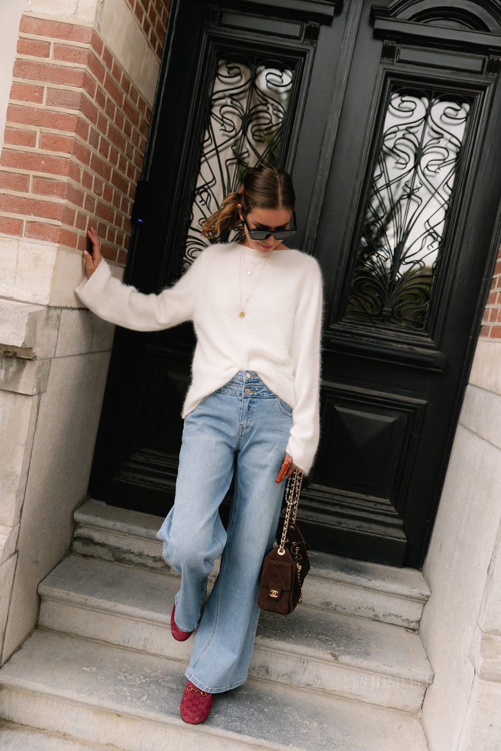 Cecile LS knitted jumper white