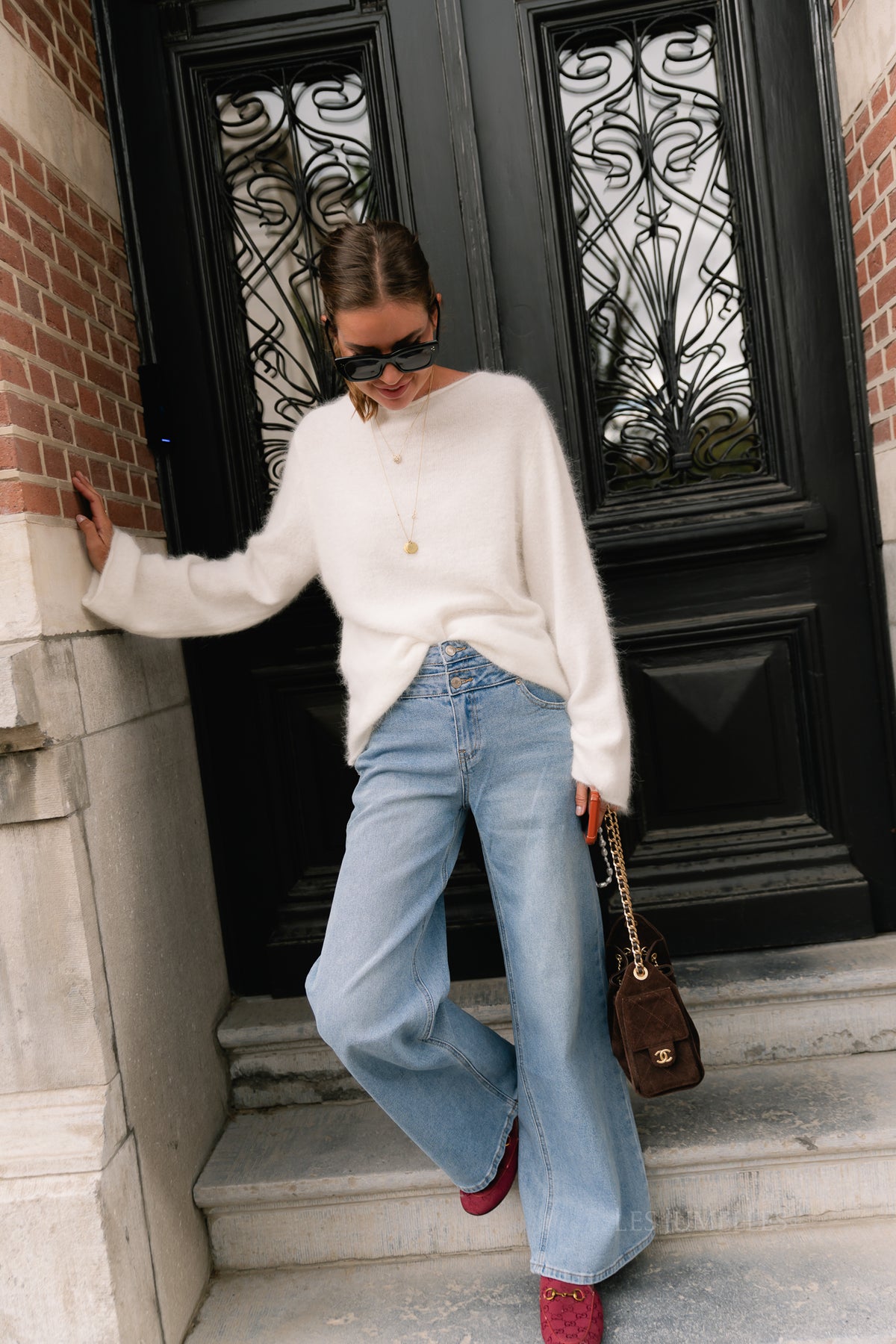 Cecile LS knitted jumper white