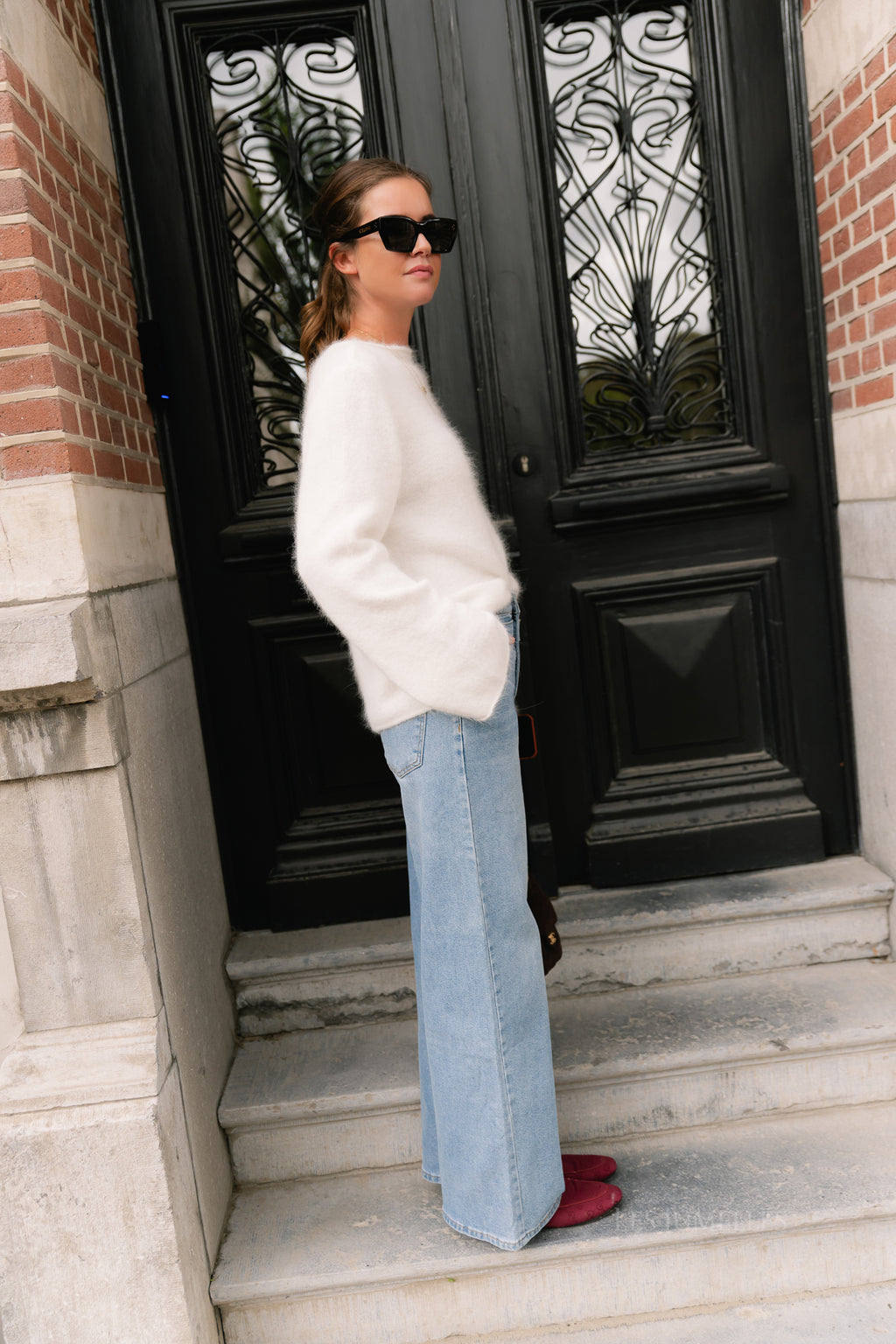 Cecile LS knitted jumper white