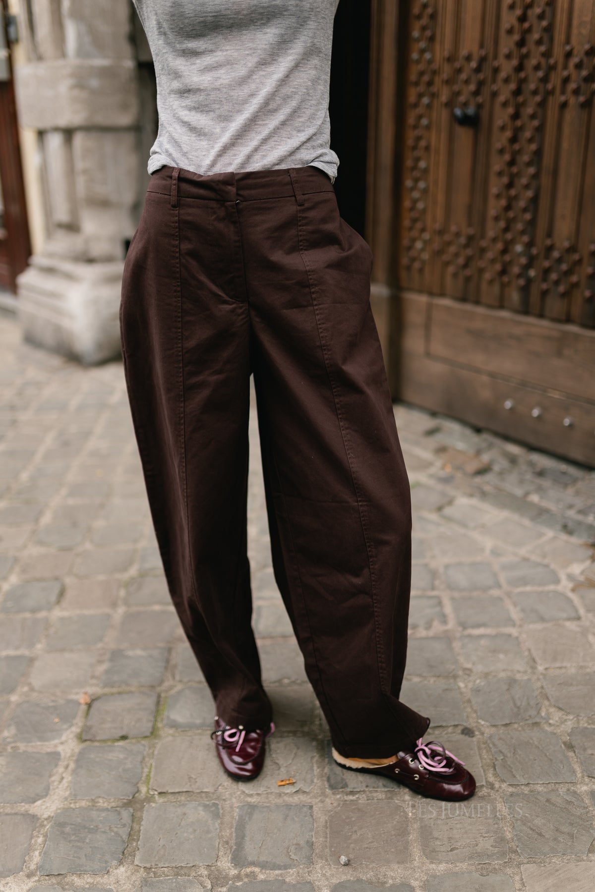 PCPam HW barrel pant chocolate plum