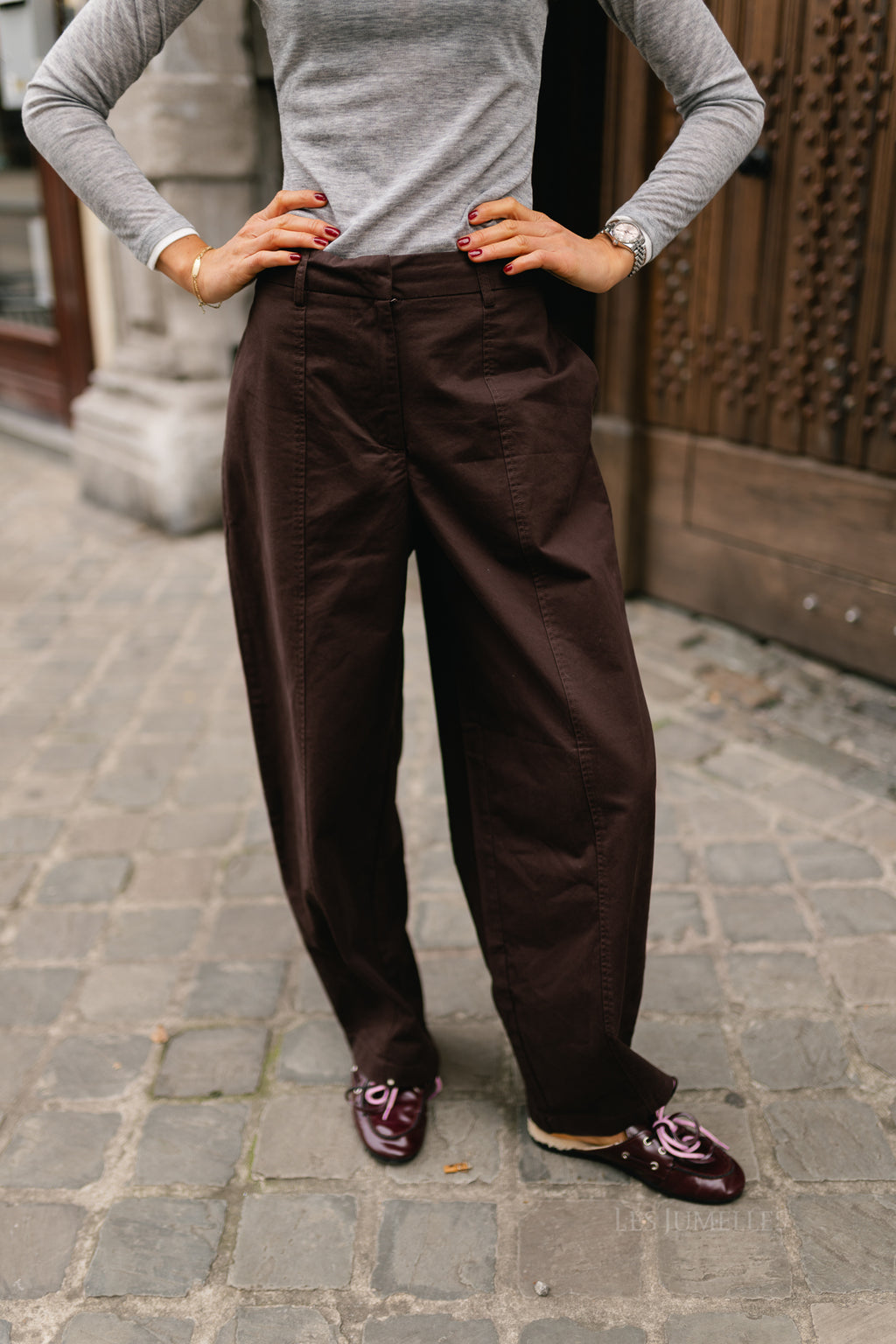 PCPam HW barrel pant chocolate plum