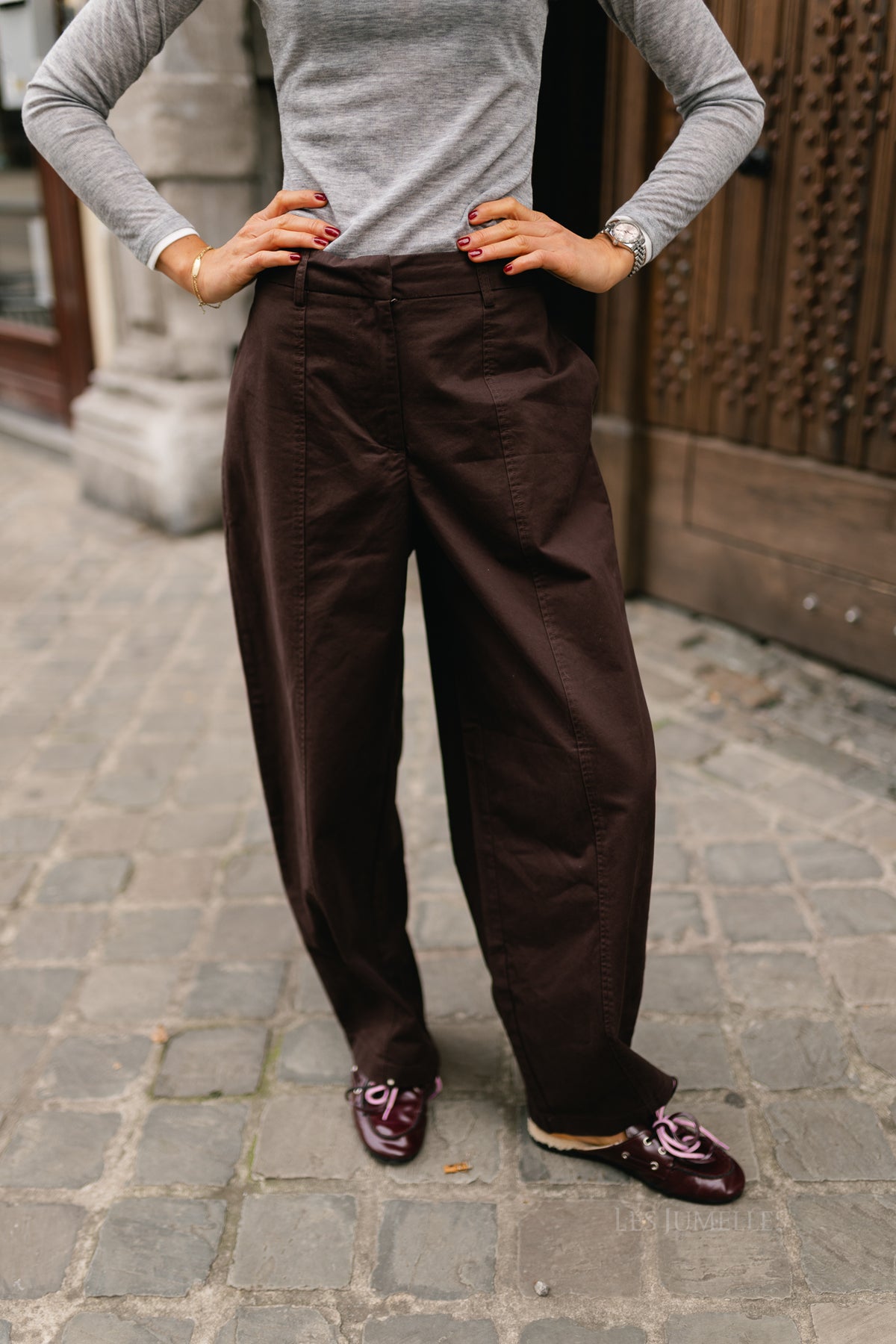 PCPam HW barrel pant chocolate plum