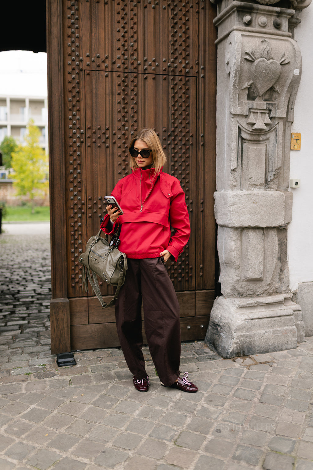 Julie half-zip anorak jacket red