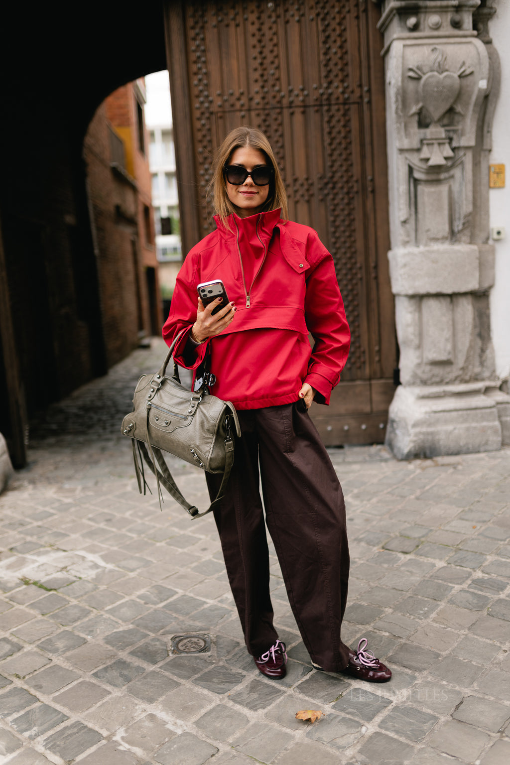 Julie half-zip anorak jacket red