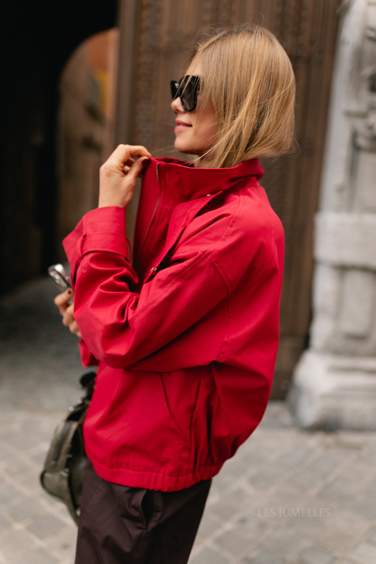 Julie half-zip anorak jacket red