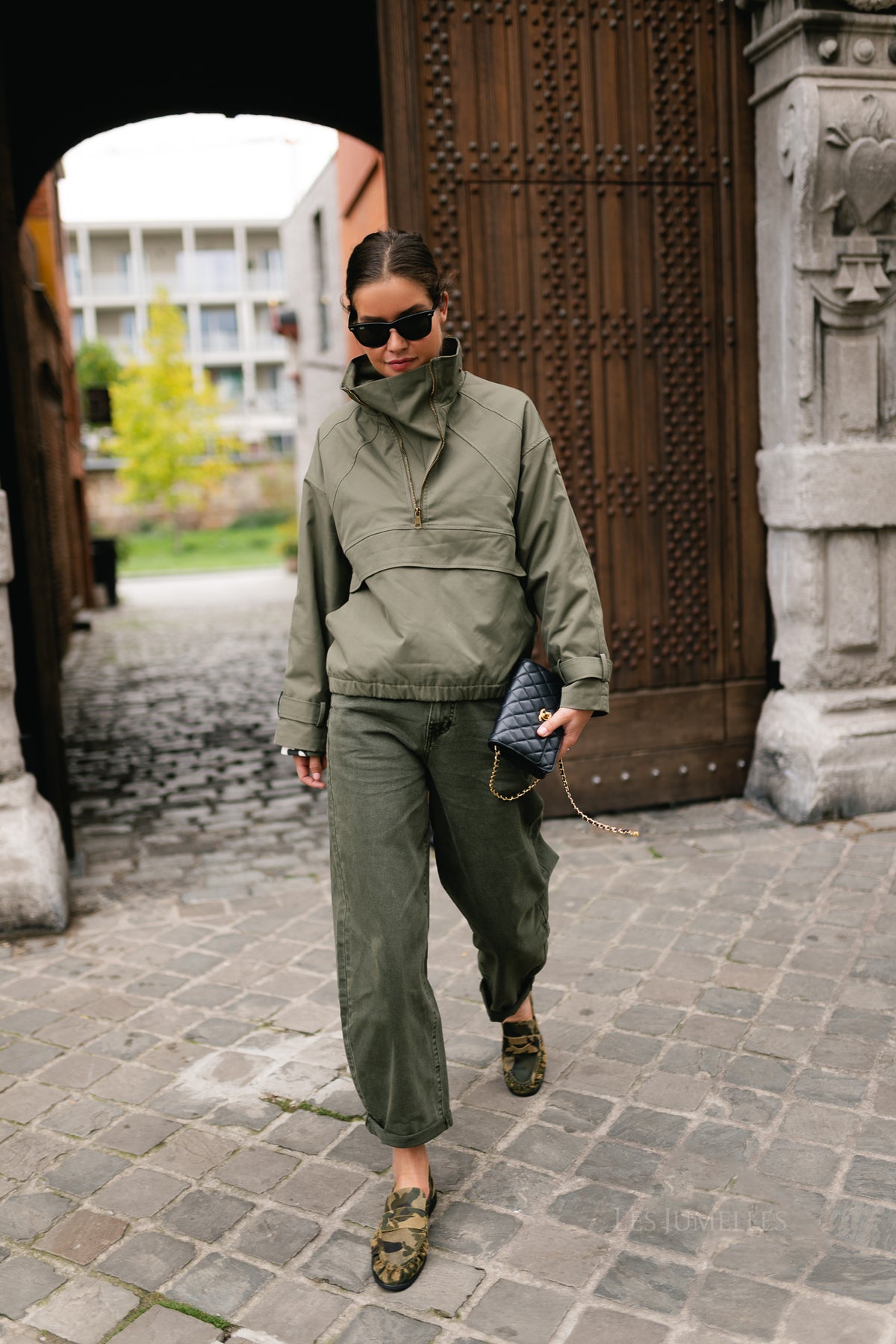 Julie half-zip anorak jacket khaki