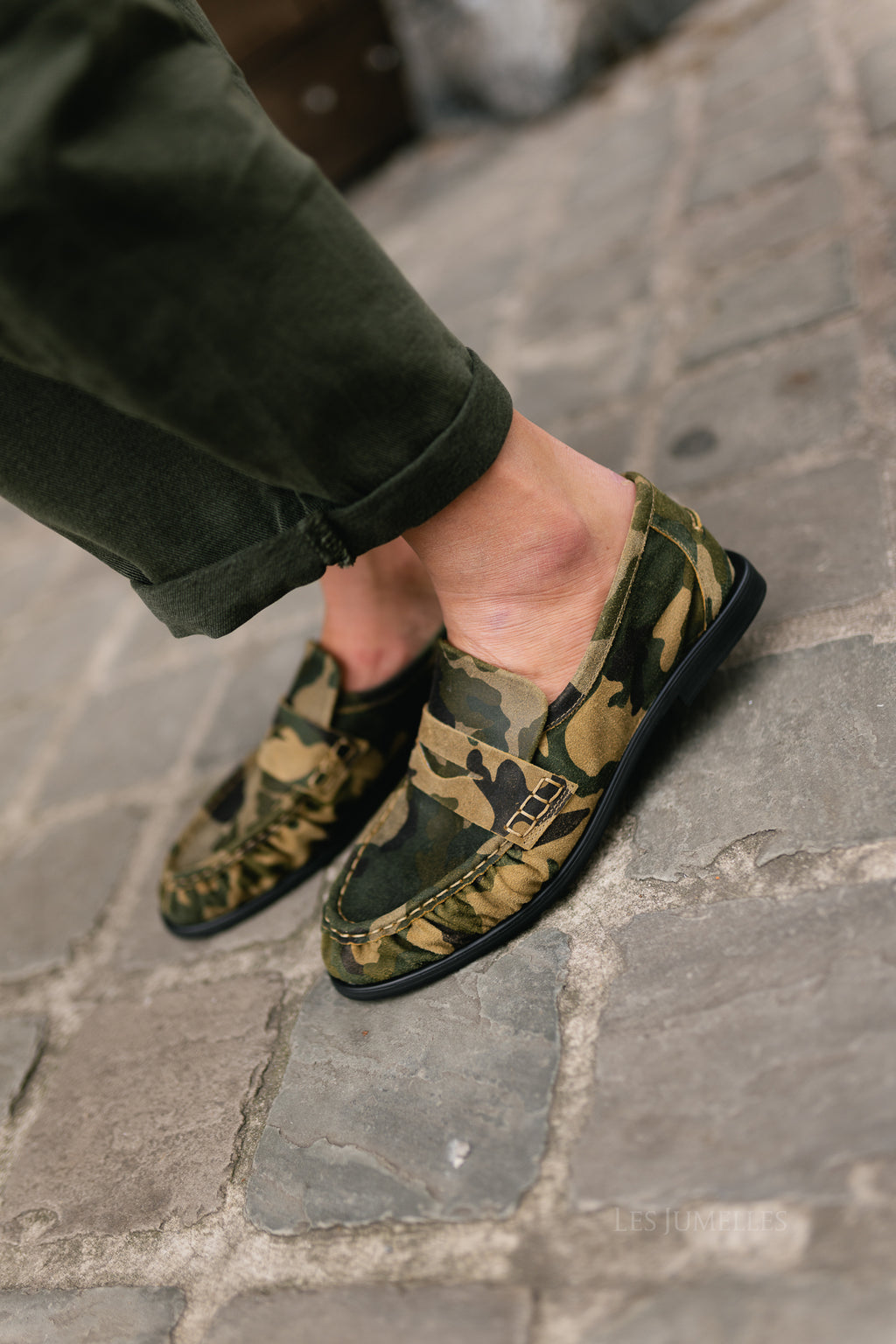 PAElmira camo loafers camo suede