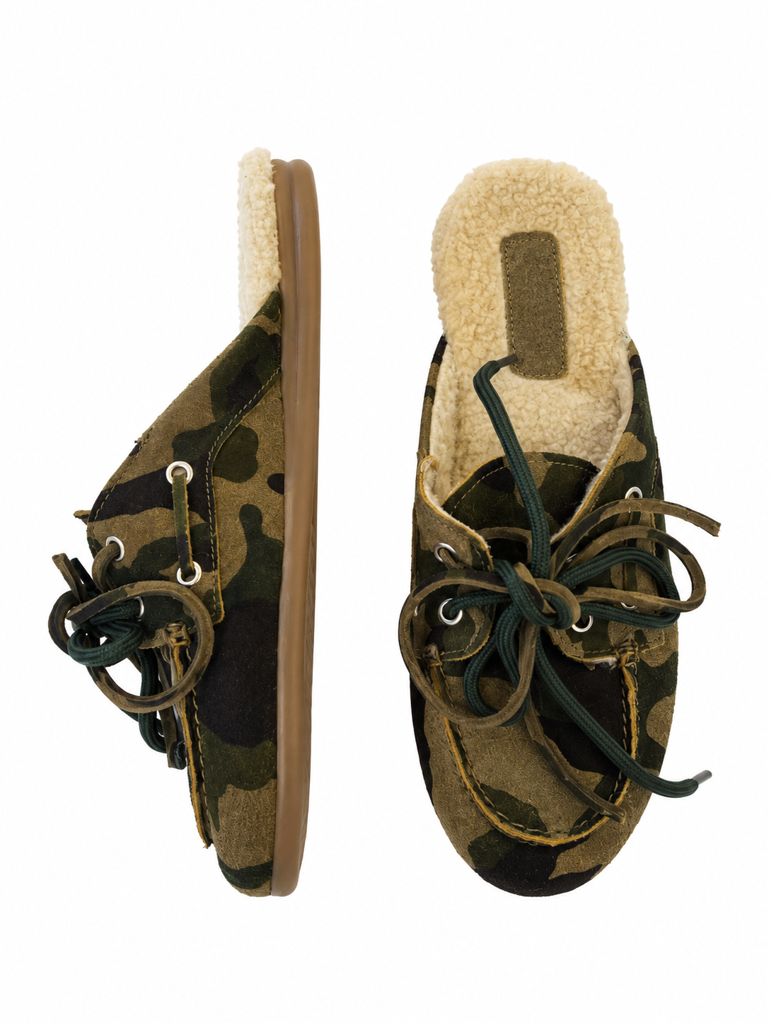 PAYasma lace fur loafers camo suede