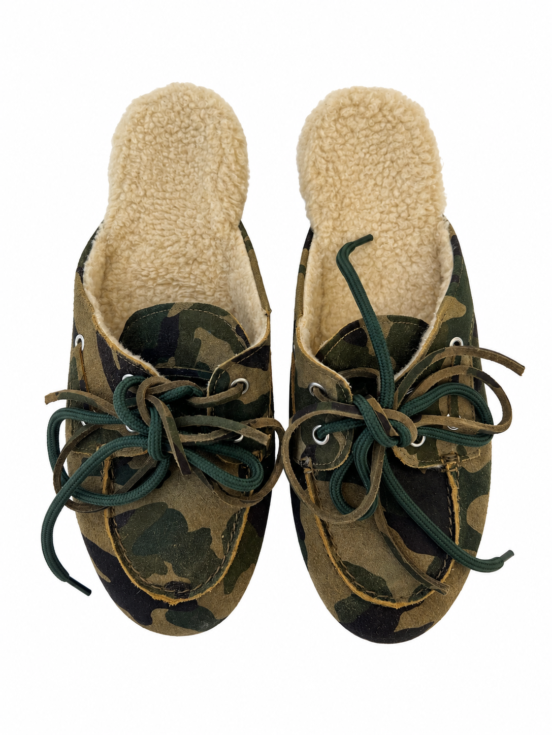 PAYasma lace fur loafers camo suede