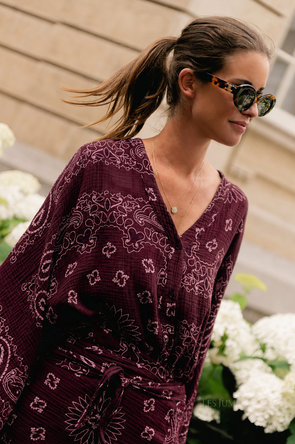 Lauren paisley print wrap dress burgundy