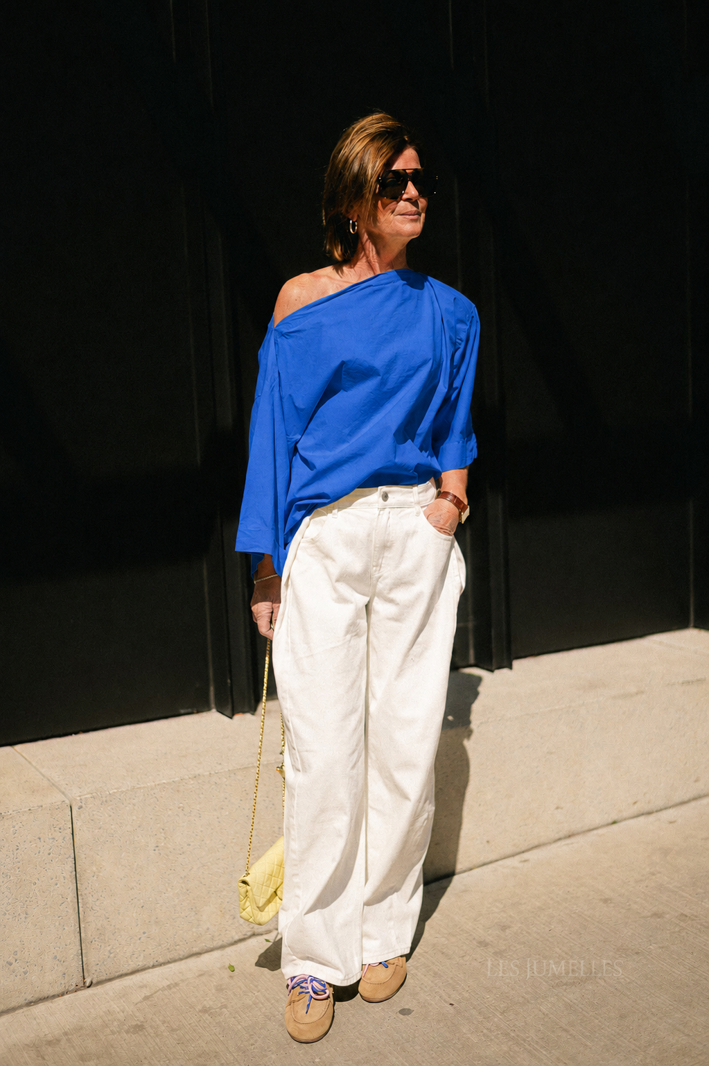 Myra off shoulder shirt marine blue