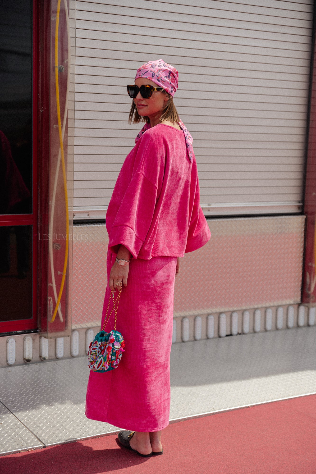 Top en velours Annisa fuchsia