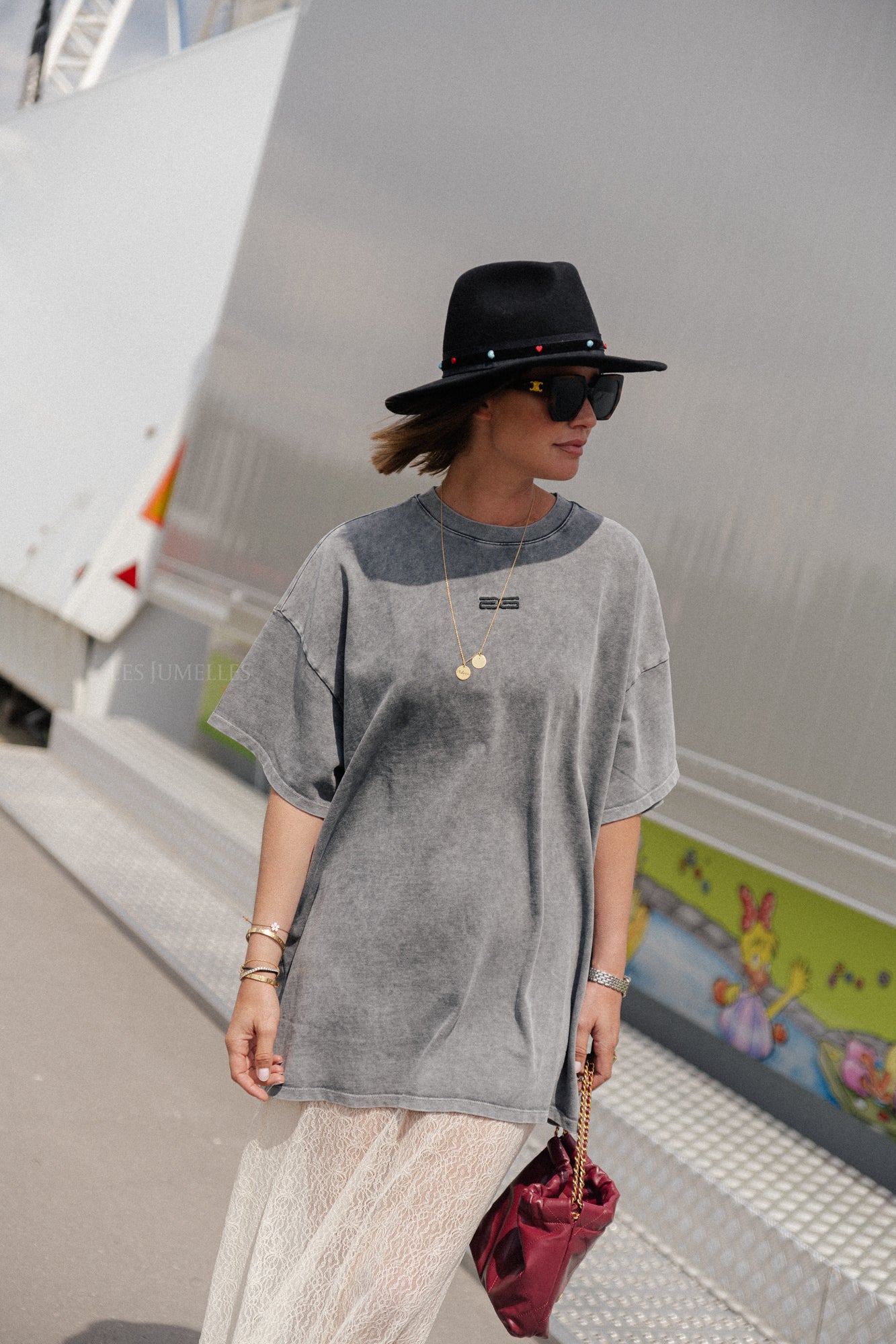 JioGZ oversize tshirt afgewassen donkergrijs