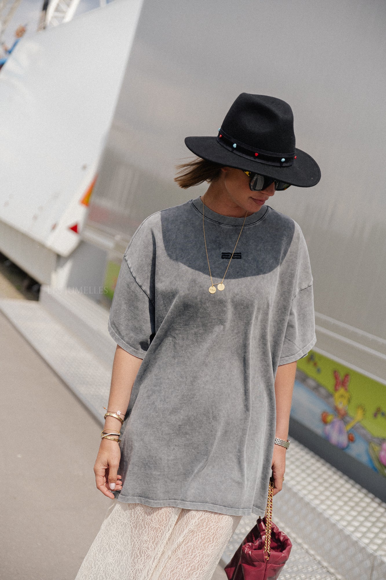 JioGZ oversize tshirt afgewassen donkergrijs