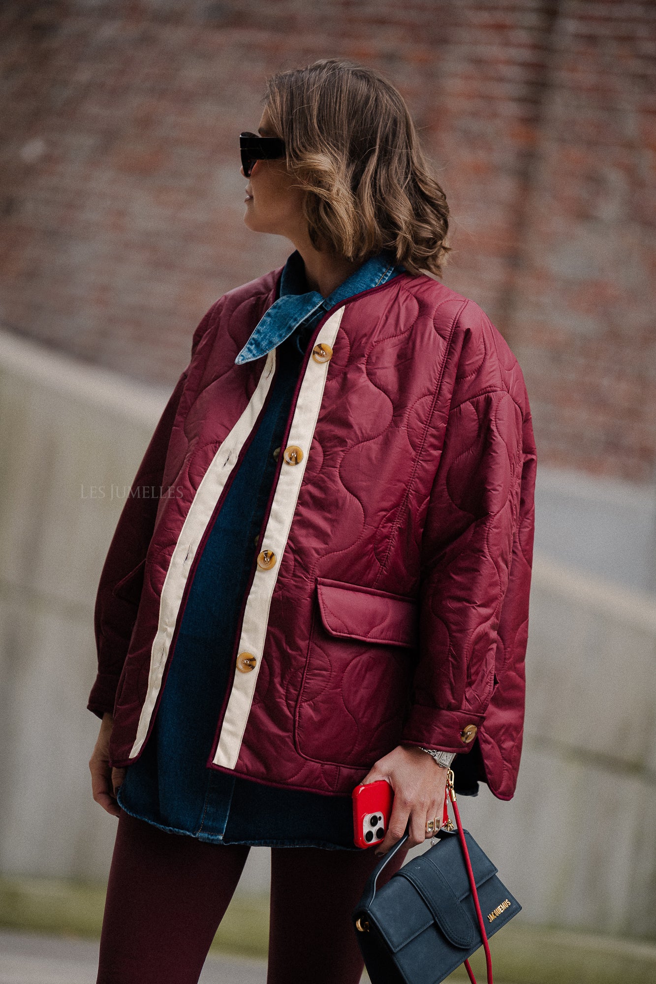 Maroon quilted jacket best sale