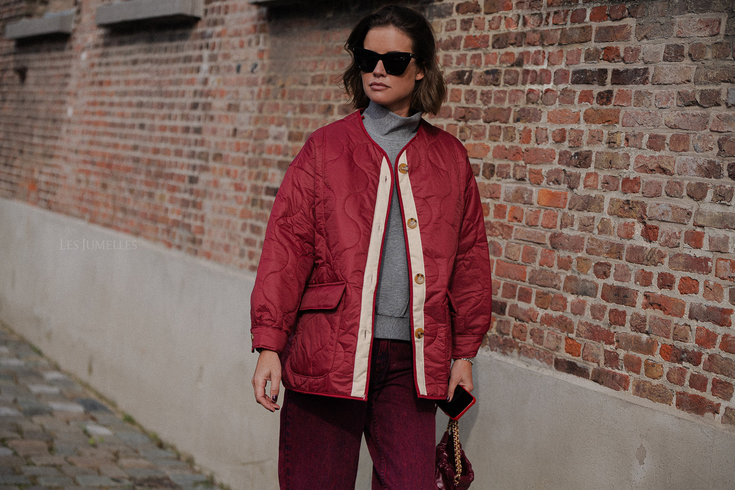 Leonie quilted jacket red