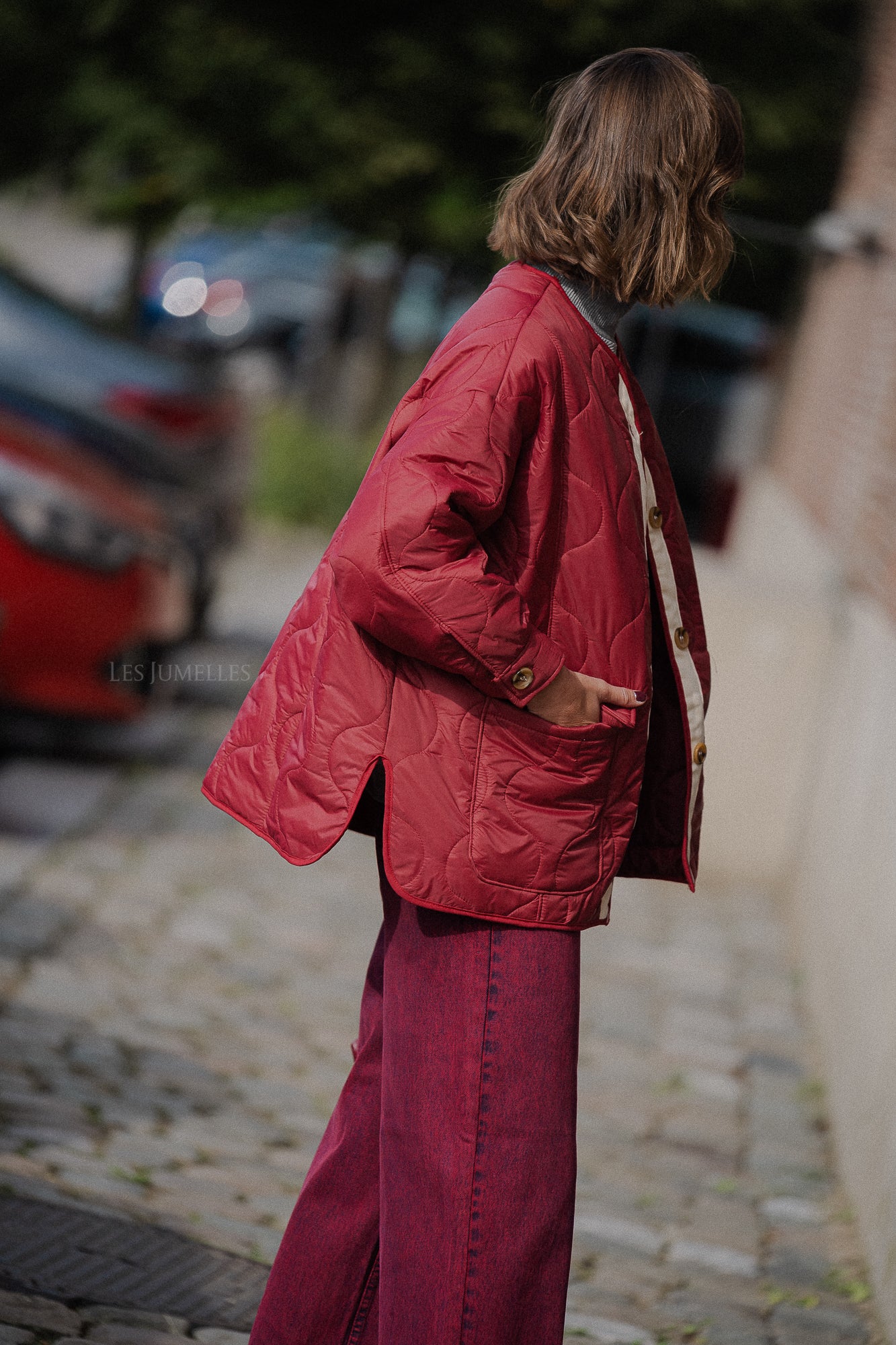 Leonie quilted jacket red