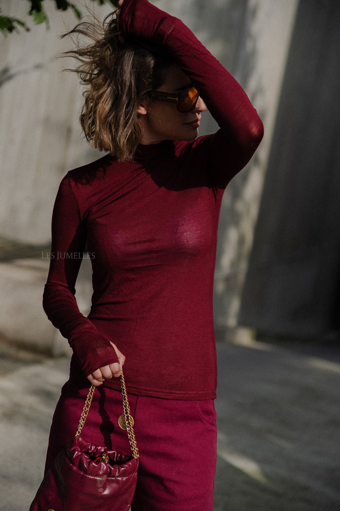 Michelle rollneck top burgundy