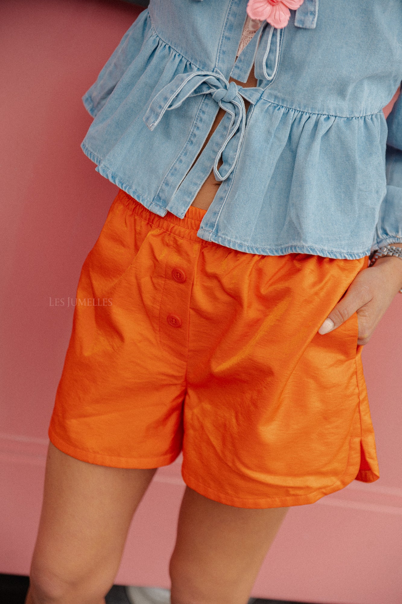 Short décontracté brillant orange