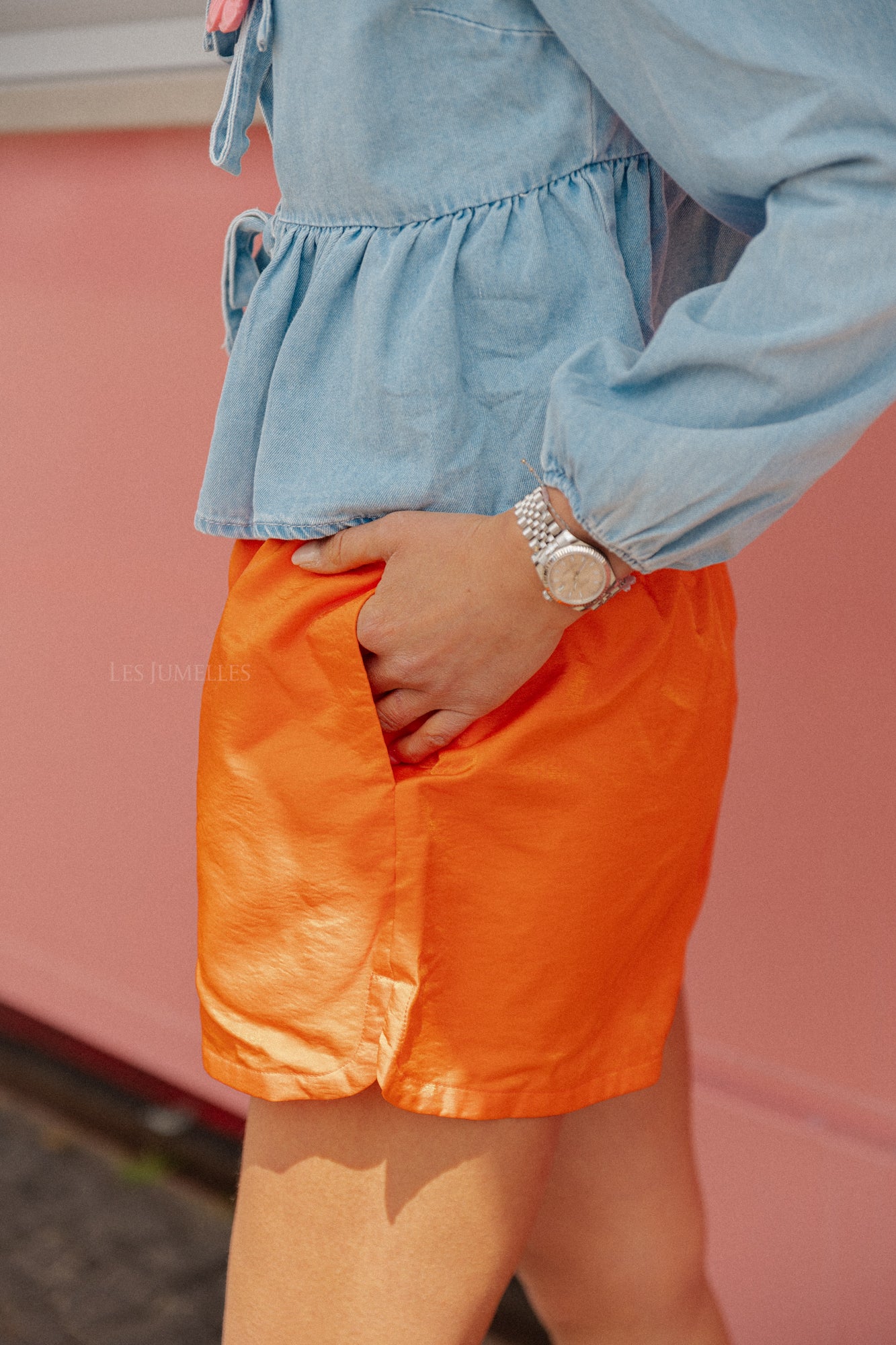 Short décontracté brillant orange