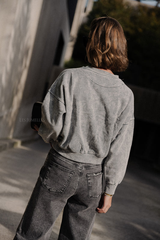 Les Jumelles Kurzer Pullover von Jill in Grau