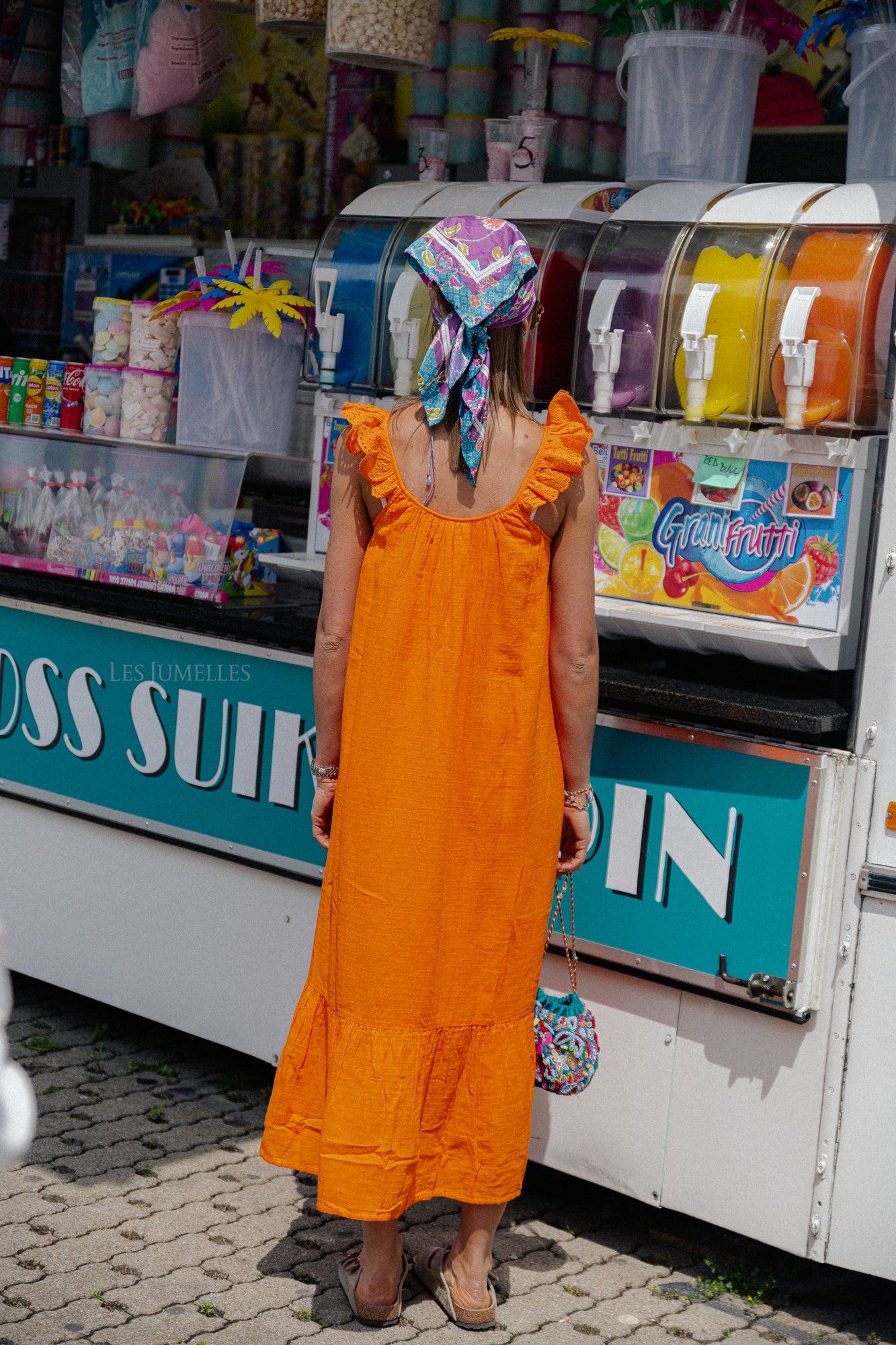 YASLoulou strap long dress vibrant orange