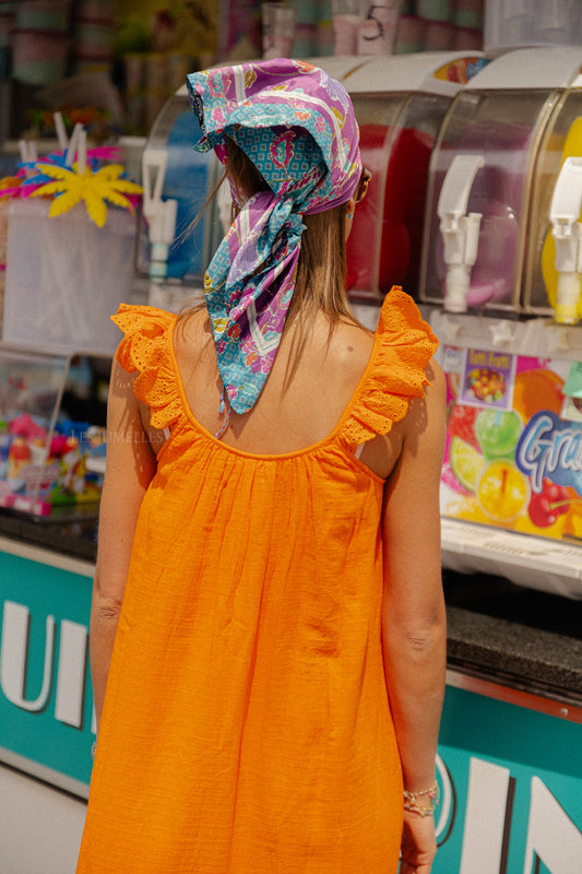 Les Jumelles YASLoulou Träger langes Kleid in lebendigem Orange