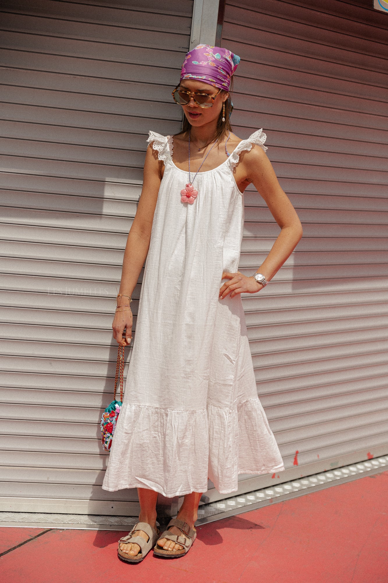 YASLoulou strap long dress star white