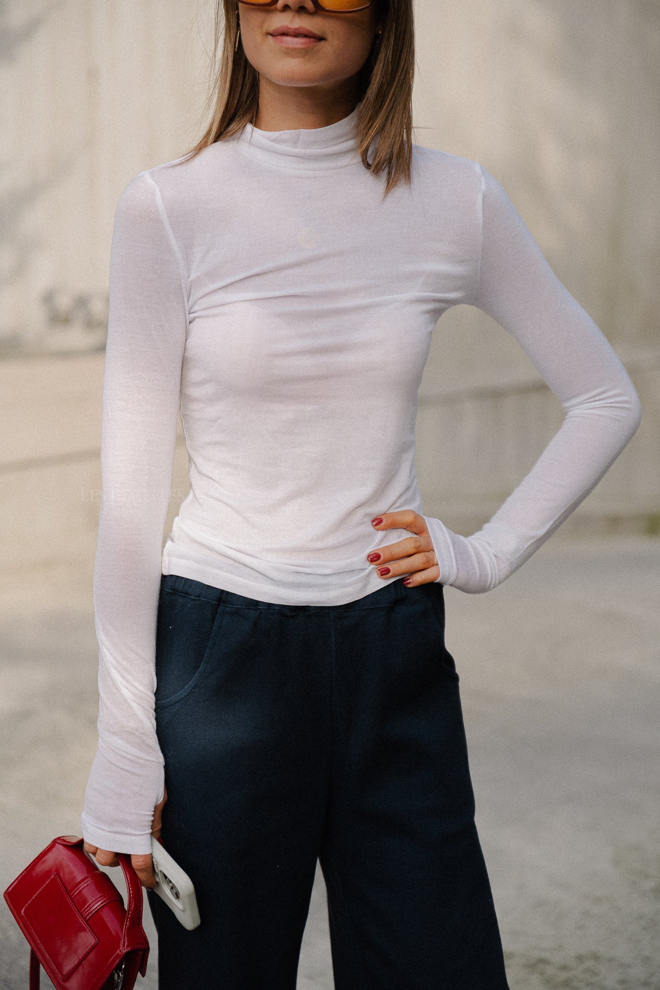 Michelle rollneck top white