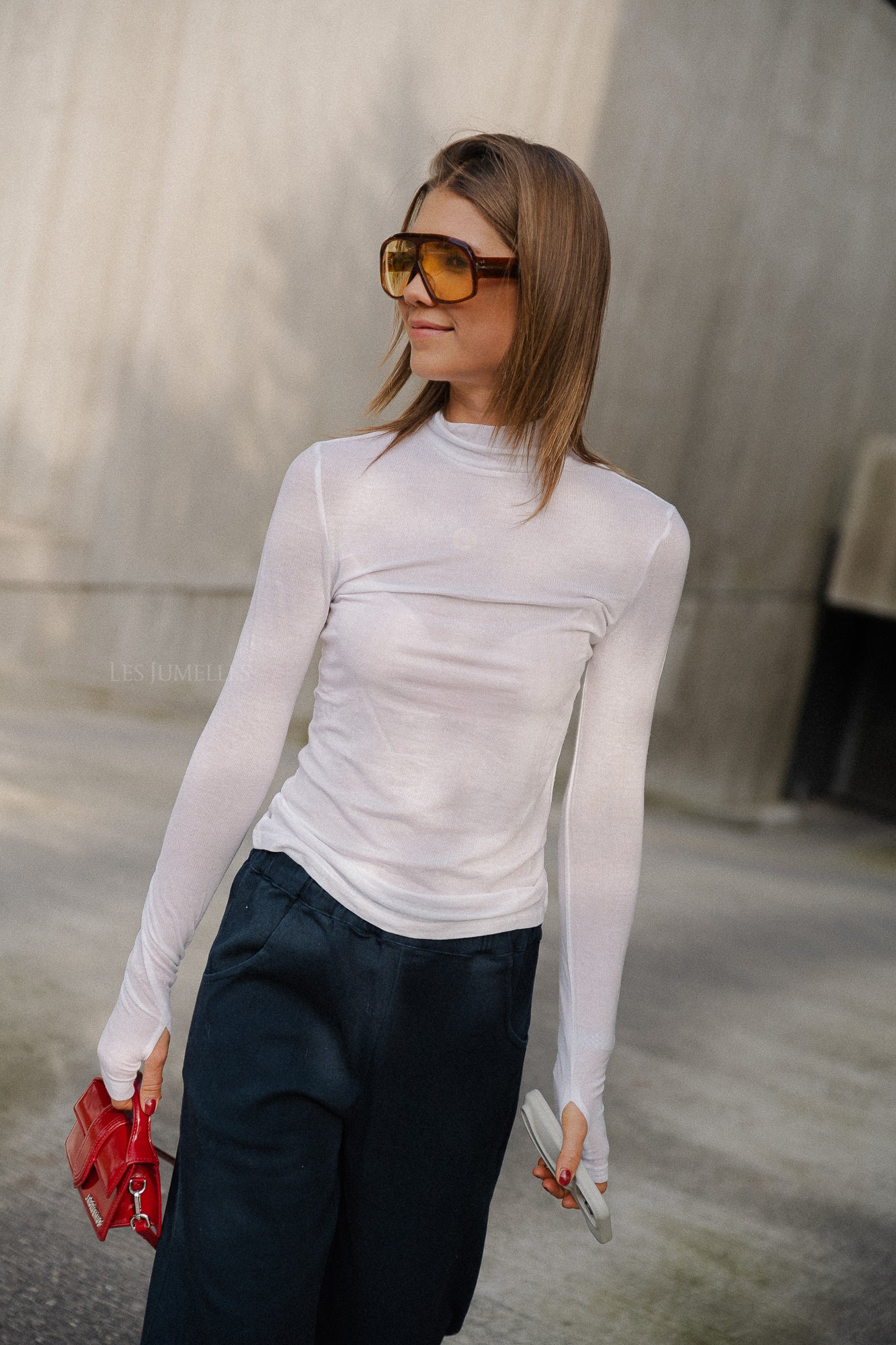 Michelle rollneck top white