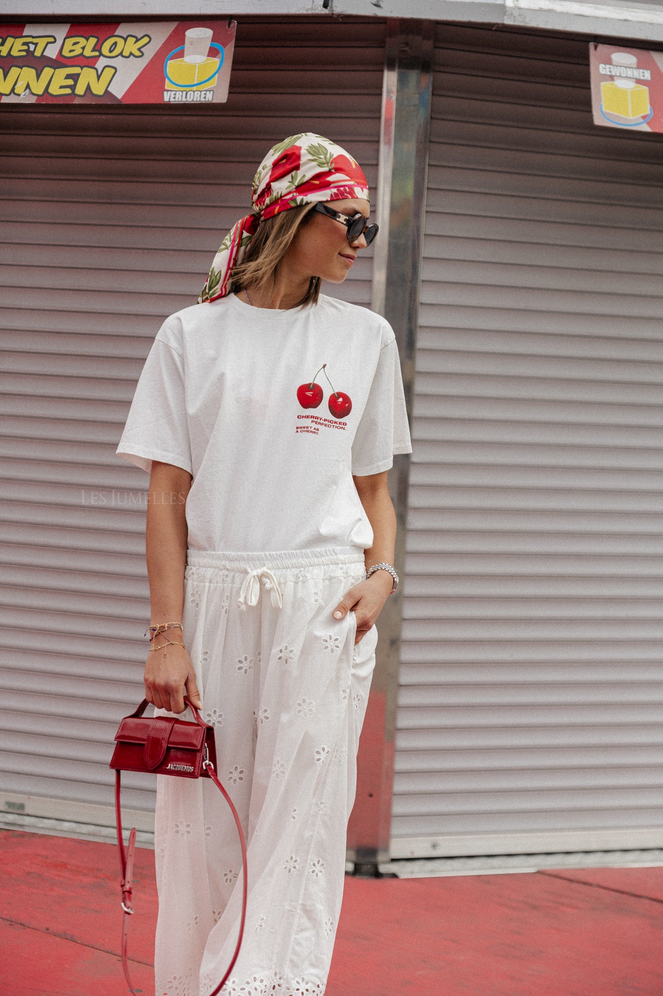 T-shirt cerise perfection blanc