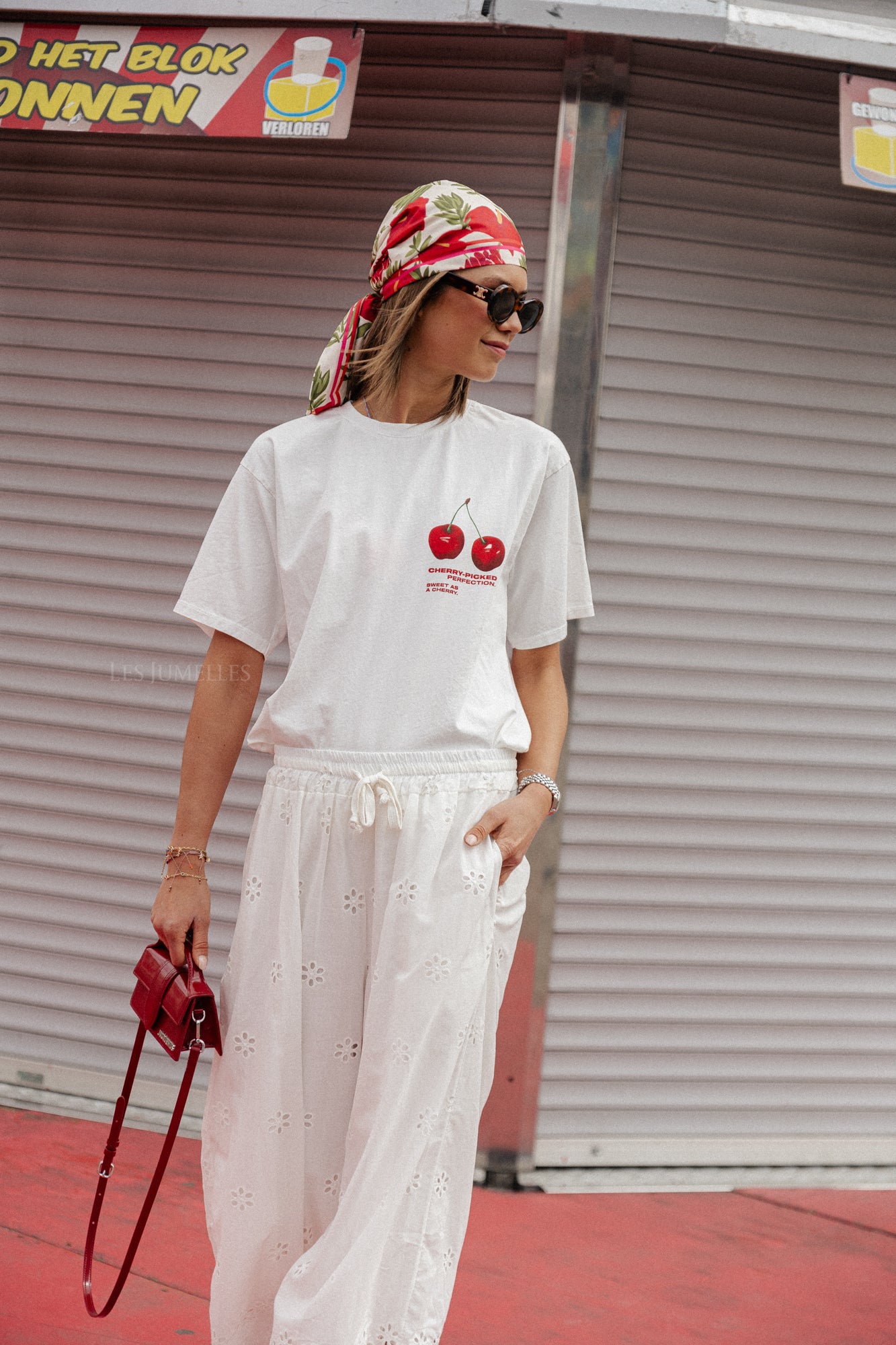 T-shirt cerise perfection blanc