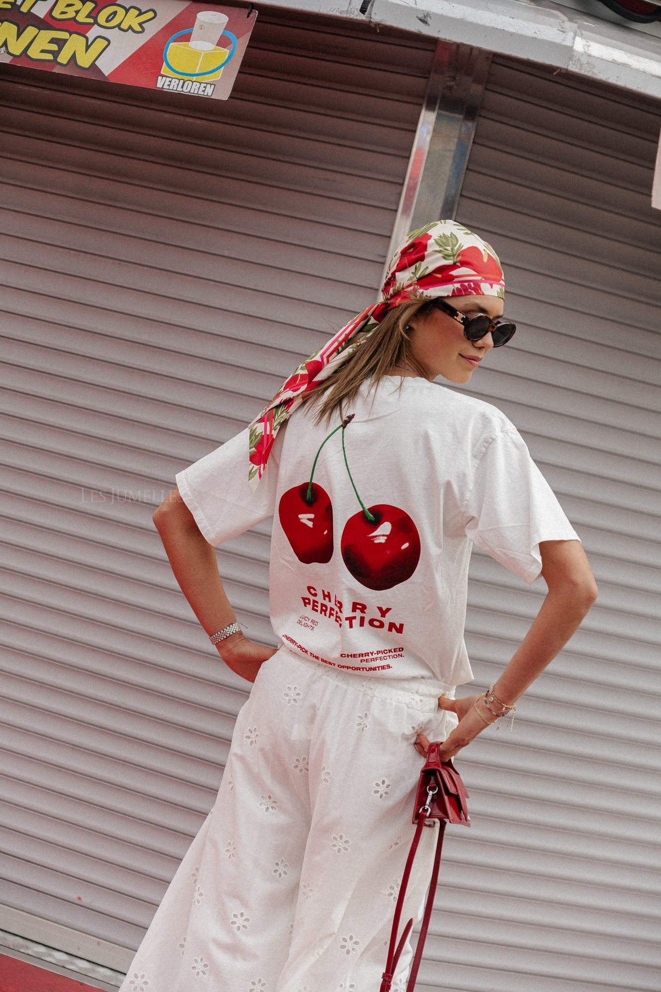 T-shirt cerise perfection blanc