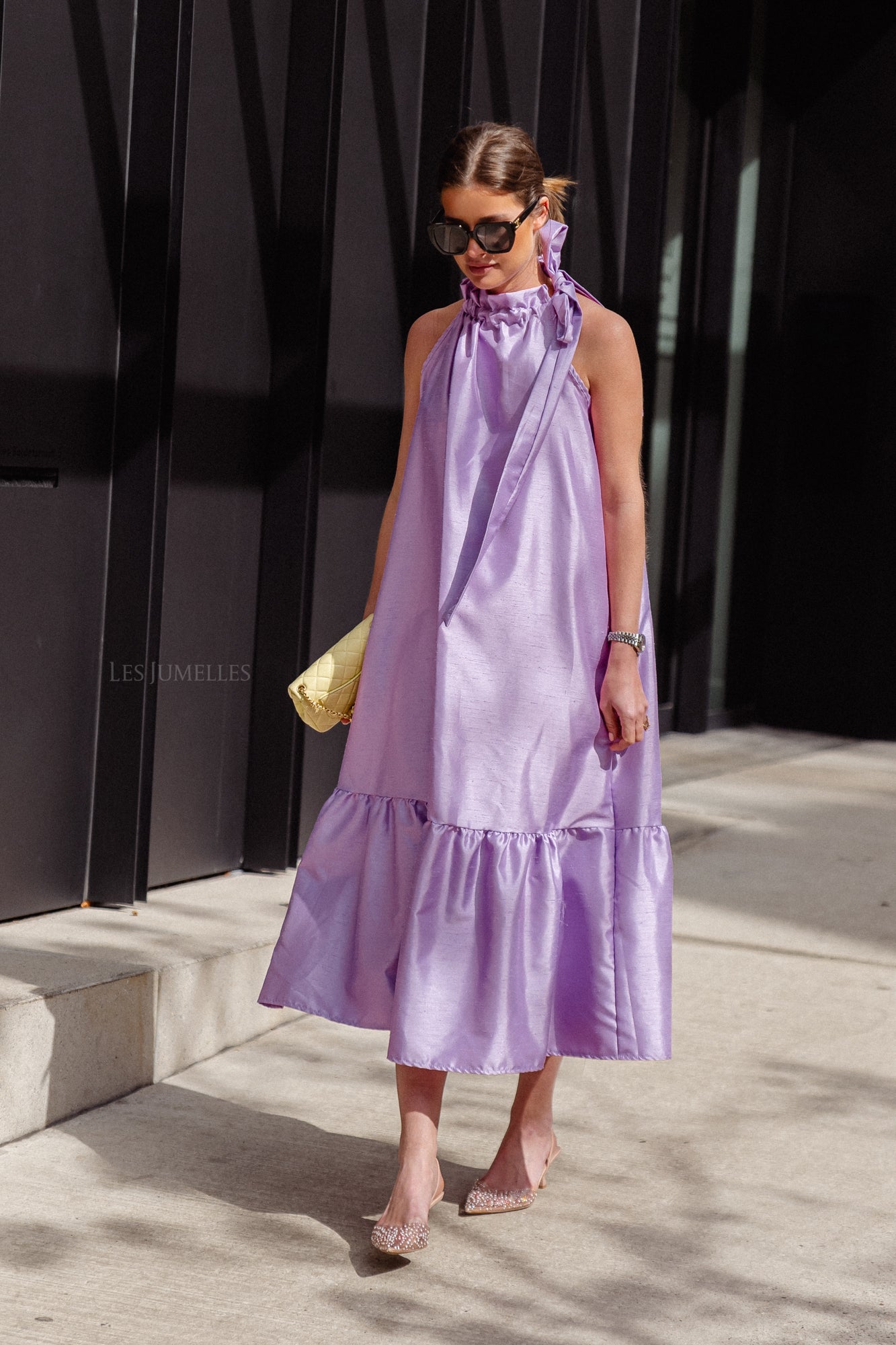 Ella halterneck maxi dress lilac