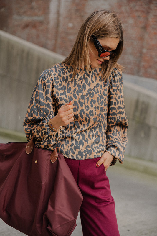 Les Jumelles Floor LS blouse lexie leopard