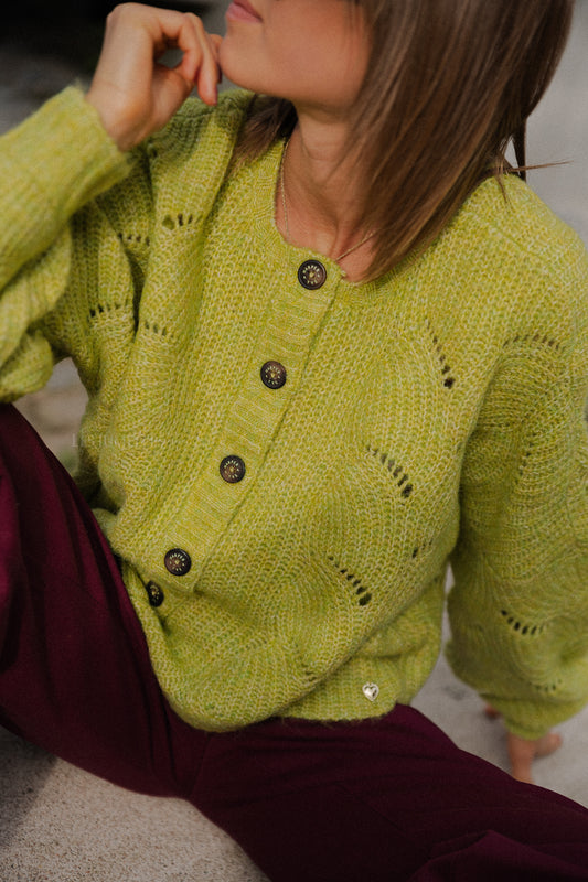 Les Jumelles Rika Strickjacke grüner Tee