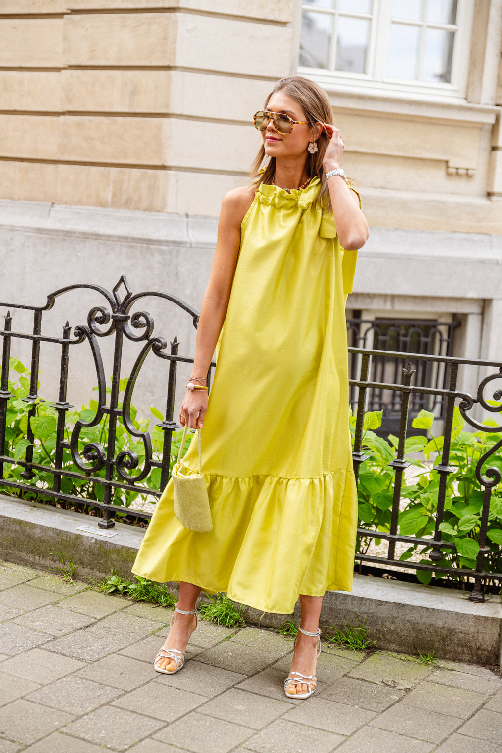 Ella Neckholder Maxikleid lime