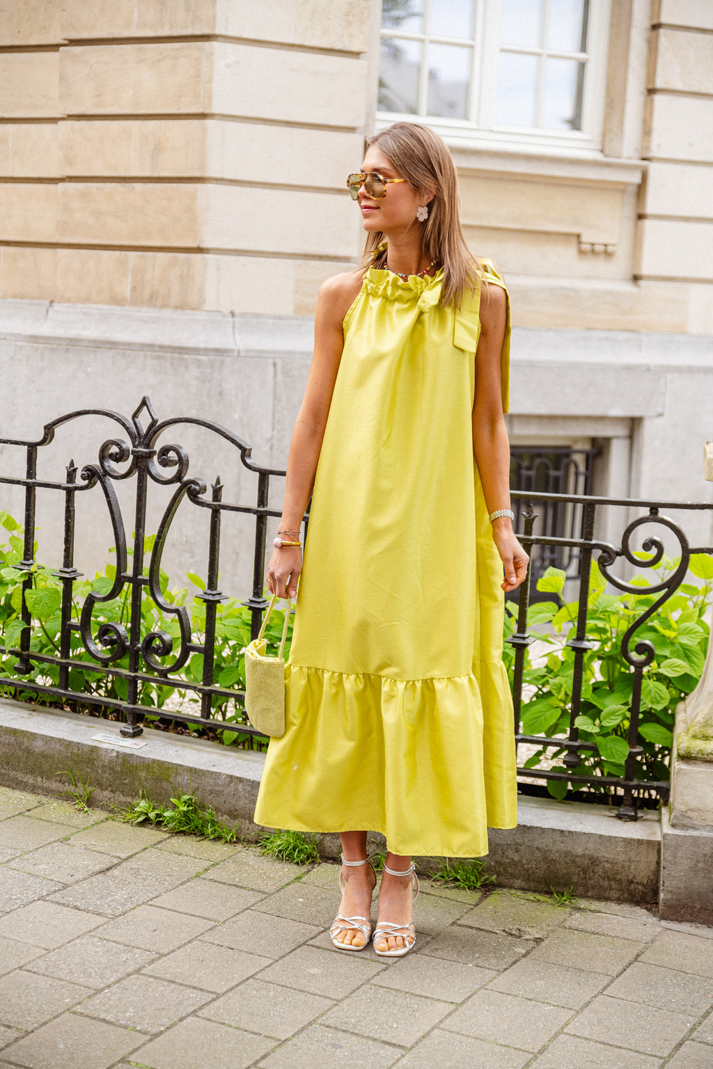 Ella Neckholder Maxikleid lime