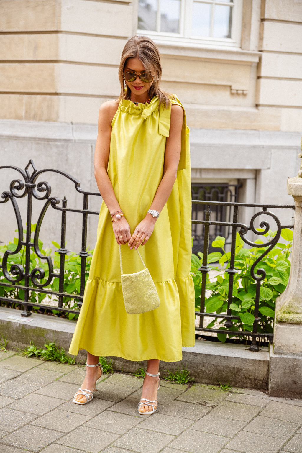 Ella Neckholder Maxikleid lime