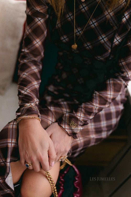 VINinna LS mesh midi-jurk coffee bean/lichtblauw